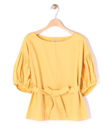 ベルト付き袖ボリュームブラウス