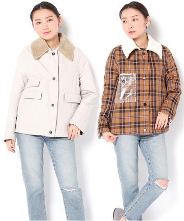 TELA リバーシブルチェックショートコート