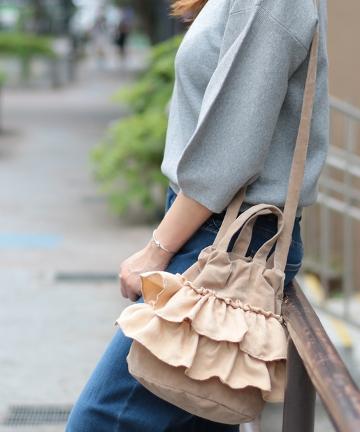 【mystic】【WEB限定】スエードライクフリル２WAYショルダー