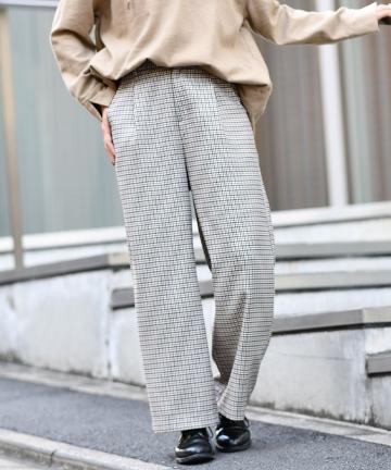 千鳥チェック柄ワイドパンツ