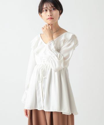 ラッフルペプラムブラウス