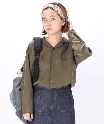 サテンオープンカラーシャツ