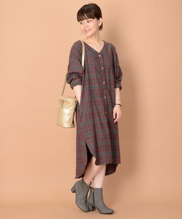 チェックシャツワンピ