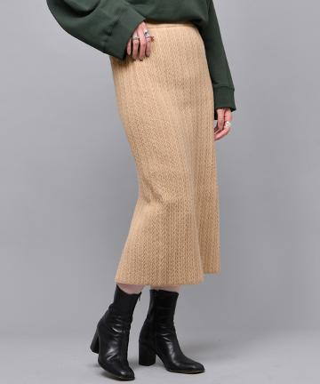 地柄編みニットタイトスカート