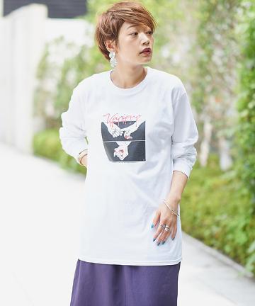 HANDS TEE/スリーブプリントTシャツ
