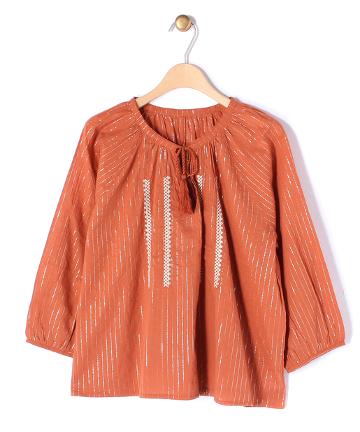 ラメストライプ刺繍ブラウス