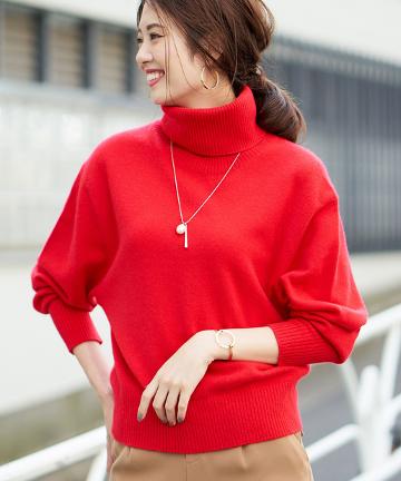 カシミヤ100タートルニット