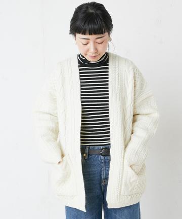 ケーブルニット羽織