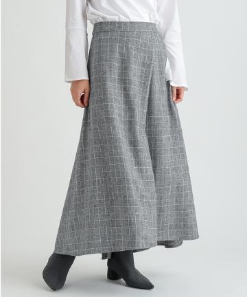 【Omekashi】チェックフレアロングスカート