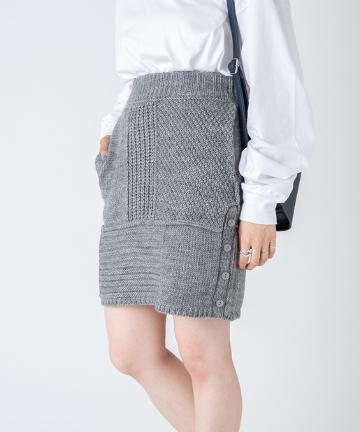 パッチワークニットミニスカート