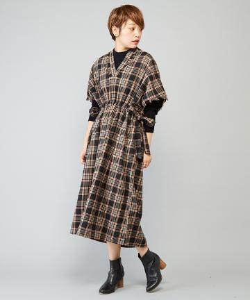 チェックウエストリボンワンピース