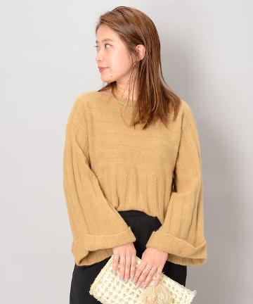 モヘアストレッチリブ切替プルオーバー