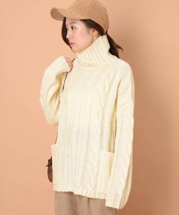 ケーブルポケットニット