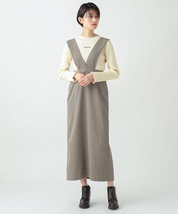 チェックサス付きロングスカート