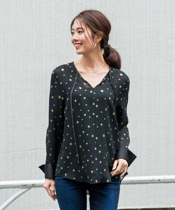 【Awfully】星柄ジャガードブラウス