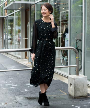 【Awfully】星柄ジャガードワンピース