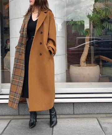 【Awfully】チェックコンビチェスターコート