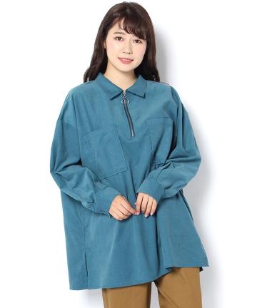 ハーフZIPコーデュロイシャツ