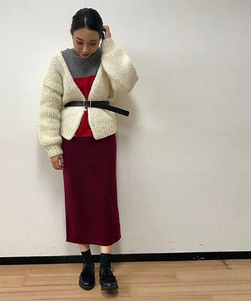 【Awfully】グラデーションカシミアワンピース