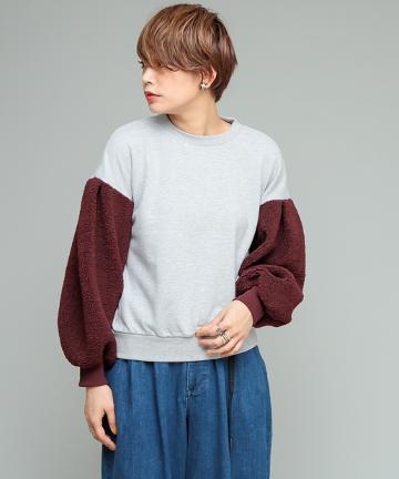 袖ボア切替スウェット