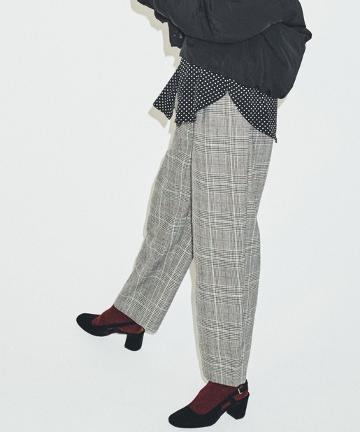 グレンチェックセミワイドパンツ