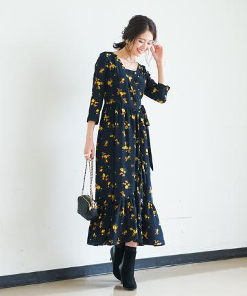 フラワーカシュクールワンピース