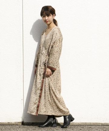 オリエンタル花柄カシュワンピース