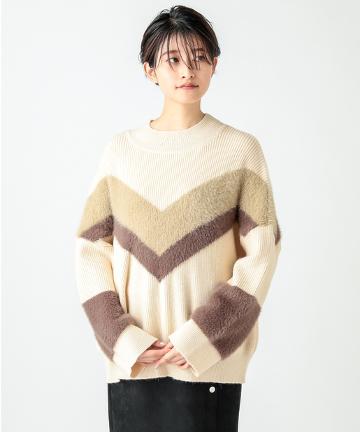 Ｖフェザー切替ニット