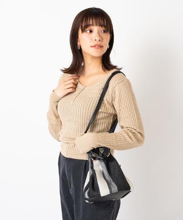 長袖ヘンリージャガードニット