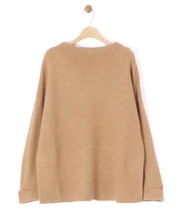 【Omekashi】ガーター編ハイネックニット