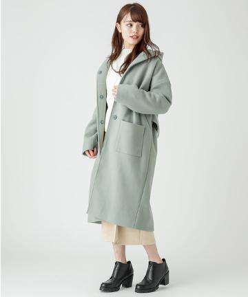 フード付きロングコート