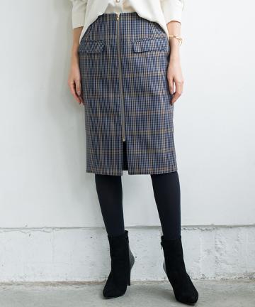 ZIPチェックスカート