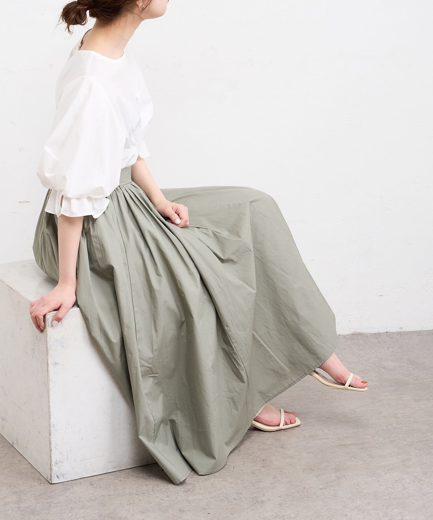 natural couture(ナチュラルクチュール) 40ブロードたっぷりギャザーフレアスカート