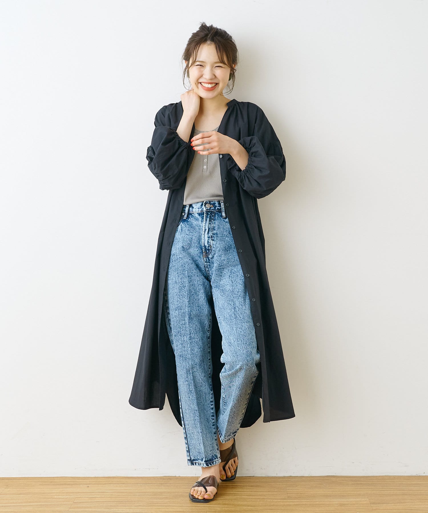 ムジ 柄アソート羽織ワンピース Nice Claup Outlet ナイスクラップ アウトレット レディース Pal Closet パルクローゼット パルグループ公式ファッション通販サイト