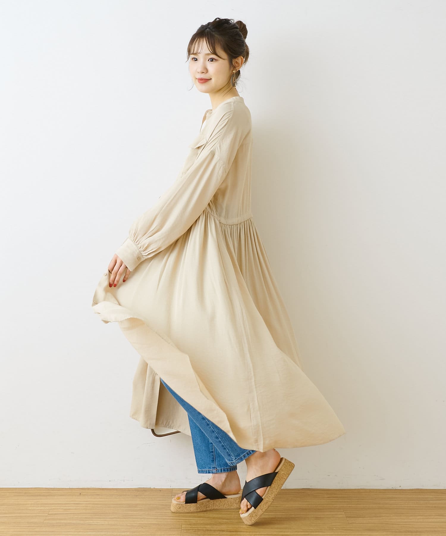 ツイル羽織シャツワンピ Nice Claup Outlet ナイスクラップ アウトレット レディース Pal Closet パルクローゼット パルグループ公式ファッション通販サイト