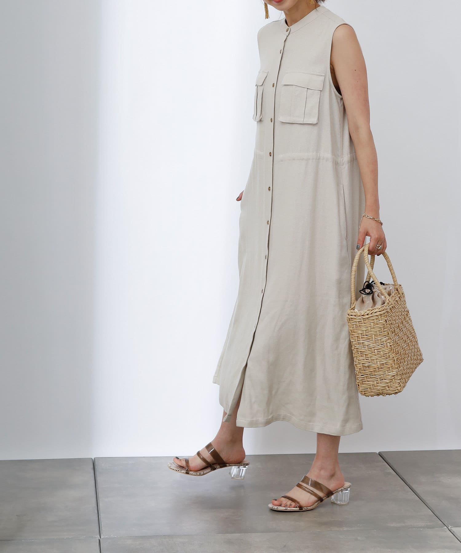 麻混ドロストフレンチスリーブワンピース Colony 2139 コロニー トゥーワンスリーナイン レディース Pal Closet パルクローゼット パルグループ公式ファッション通販サイト