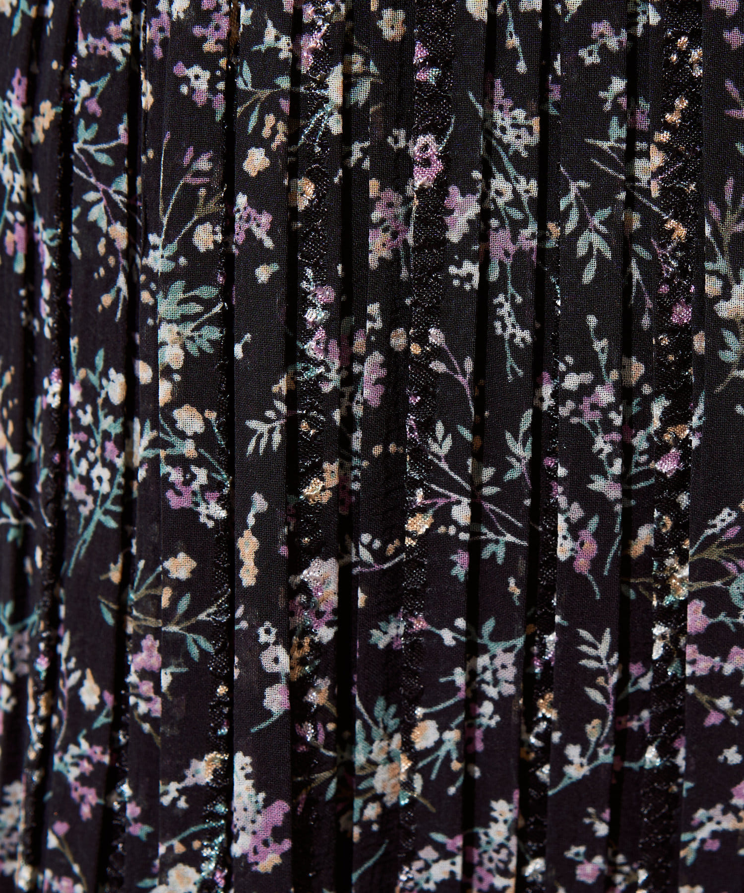 natural couture(ナチュラルクチュール) ストライプ花柄プリーツスカート