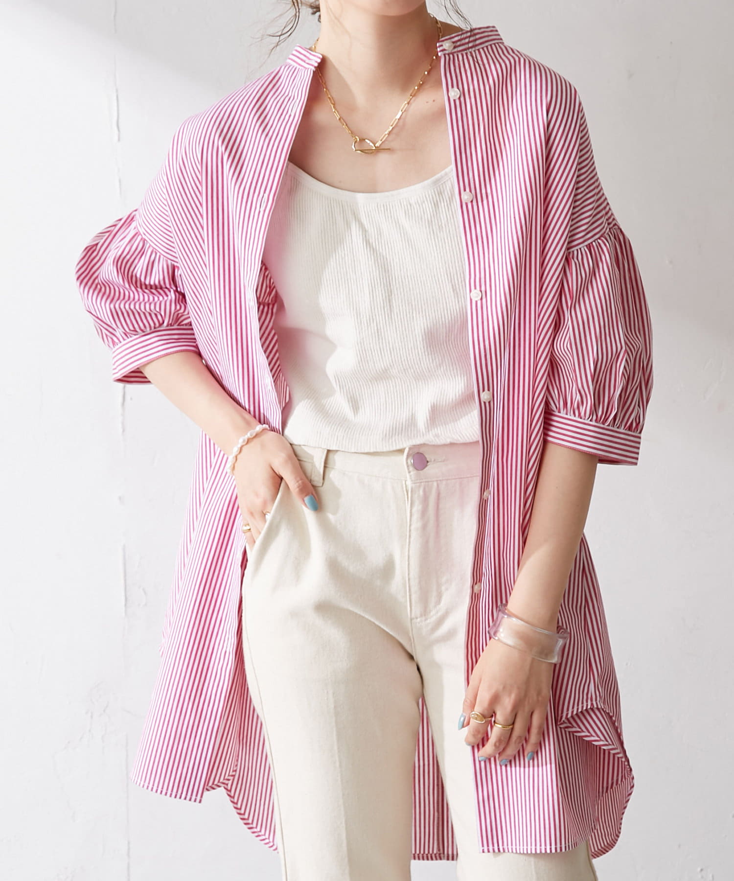 新色追加 ストライプバンドカラーシャツ Web限定カラーあり Discoat ディスコート レディース Pal Closet パルクローゼット パルグループ公式ファッション通販サイト