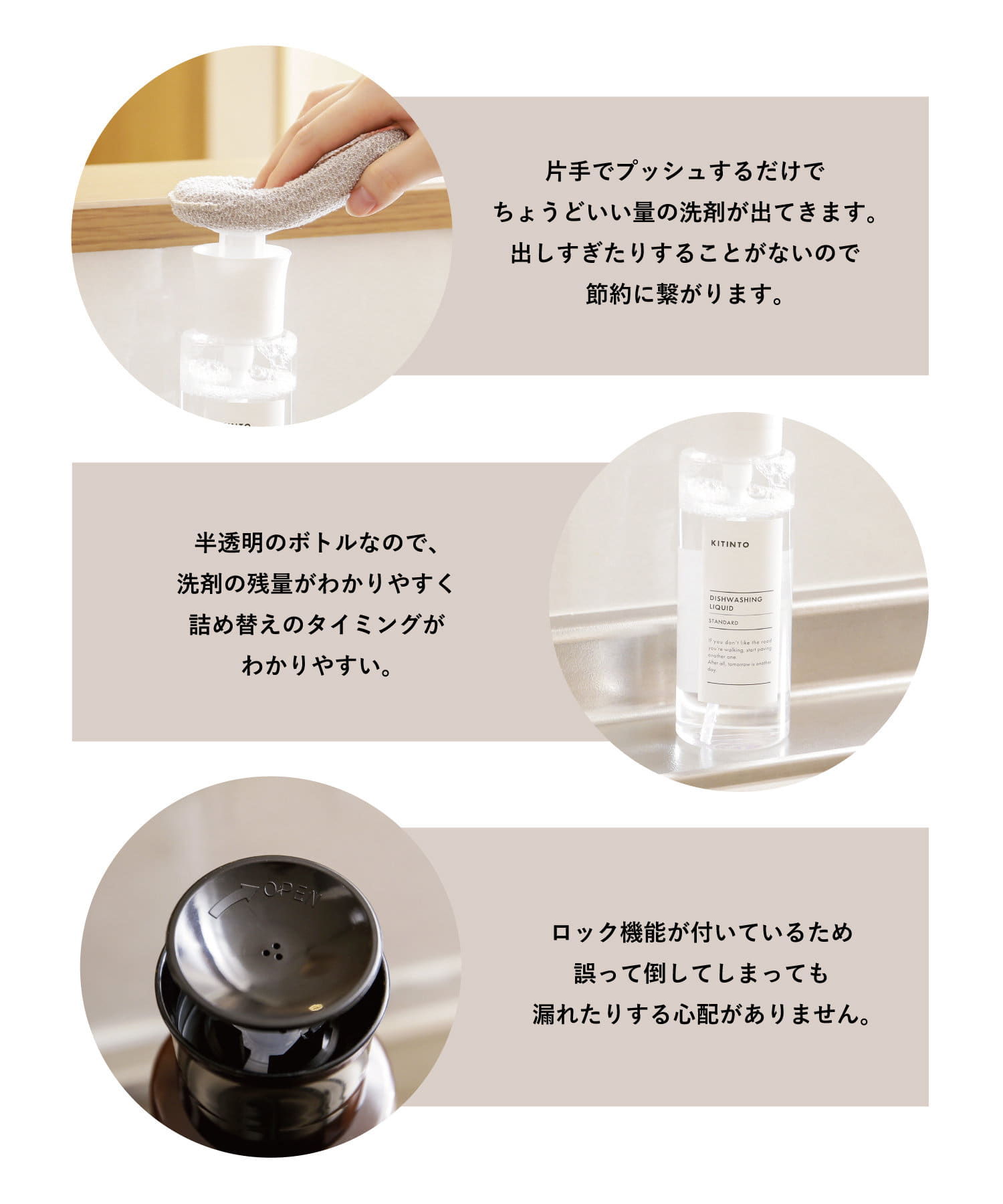 KITINTO】食器洗剤ボトル | 3COINS(スリーコインズ)ライフスタイル