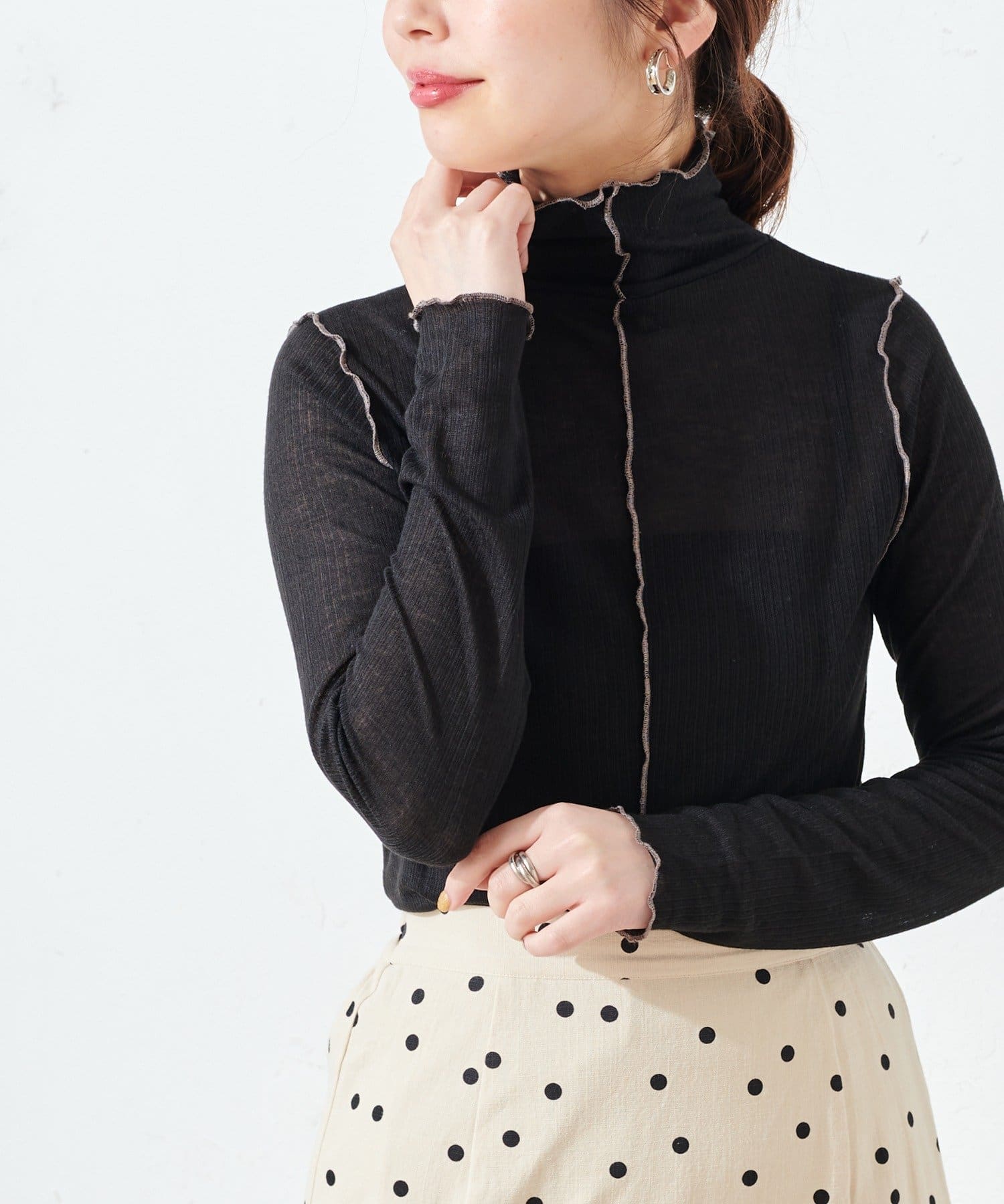 Natural Couture シアーメランジタートル Nice Claup Outlet ナイスクラップ アウトレット レディース Pal Closet パルクローゼット パルグループ公式ファッション通販サイト