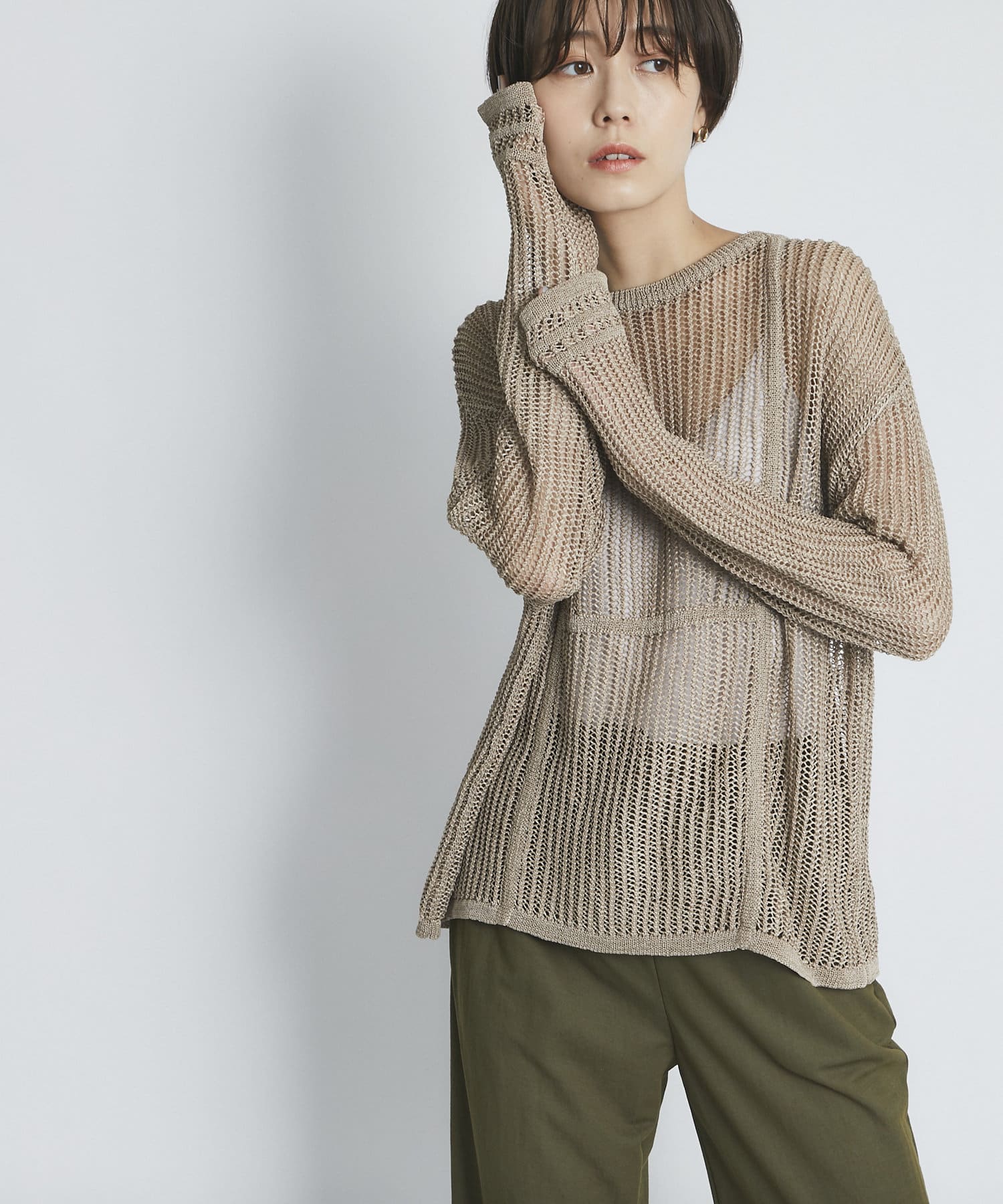 un dix cors(アンディコール) 【大人のこなれ感を演出】透かし編みニットプルオーバー