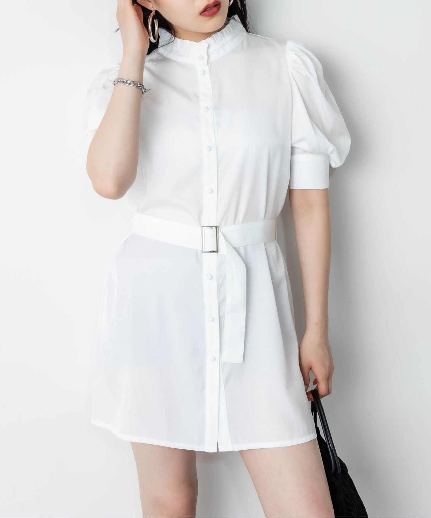 バンドカラーパワショルワンピース Rasvoa ラスボア レディース Pal Closet パルクローゼット パルグループ公式ファッション 通販サイト