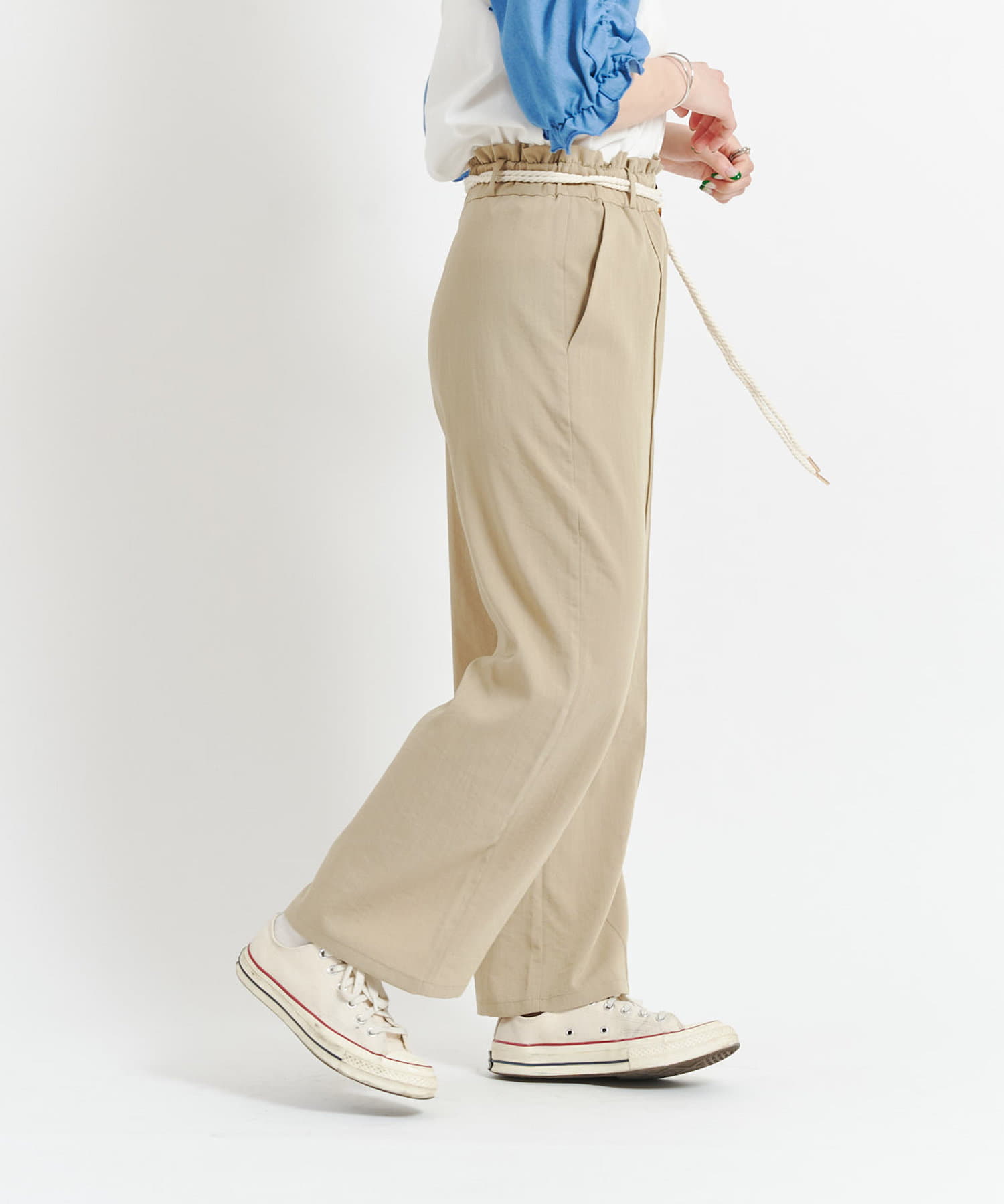 ロープ紐ベルト付センタータックパンツ Cpcm シーピーシーエム レディース Pal Closet パルクローゼット パルグループ公式ファッション通販サイト