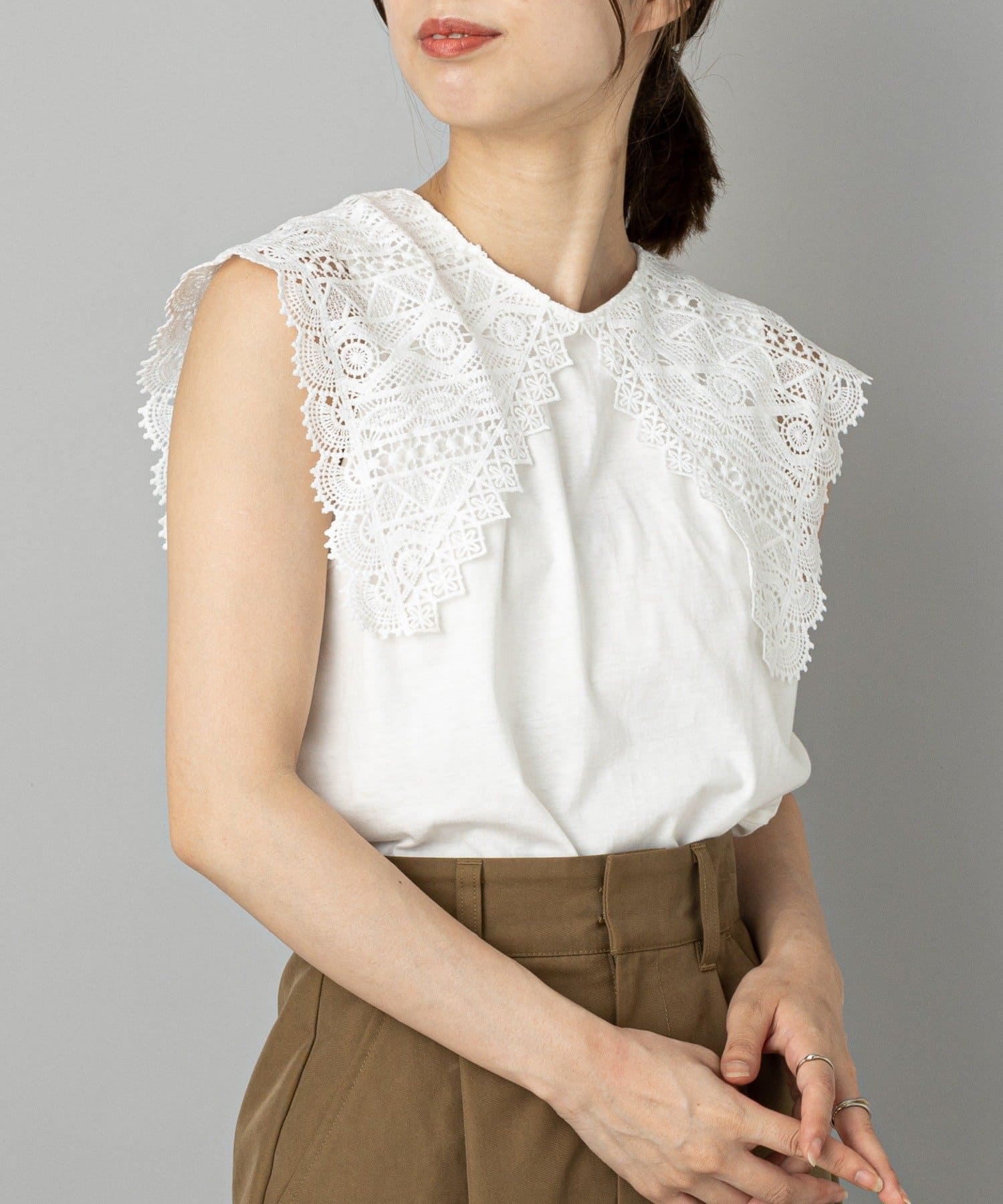レースカラーノースリーブカットソー Ciaopanic チャオパニック レディース Pal Closet パルクローゼット パルグループ公式ファッション通販サイト