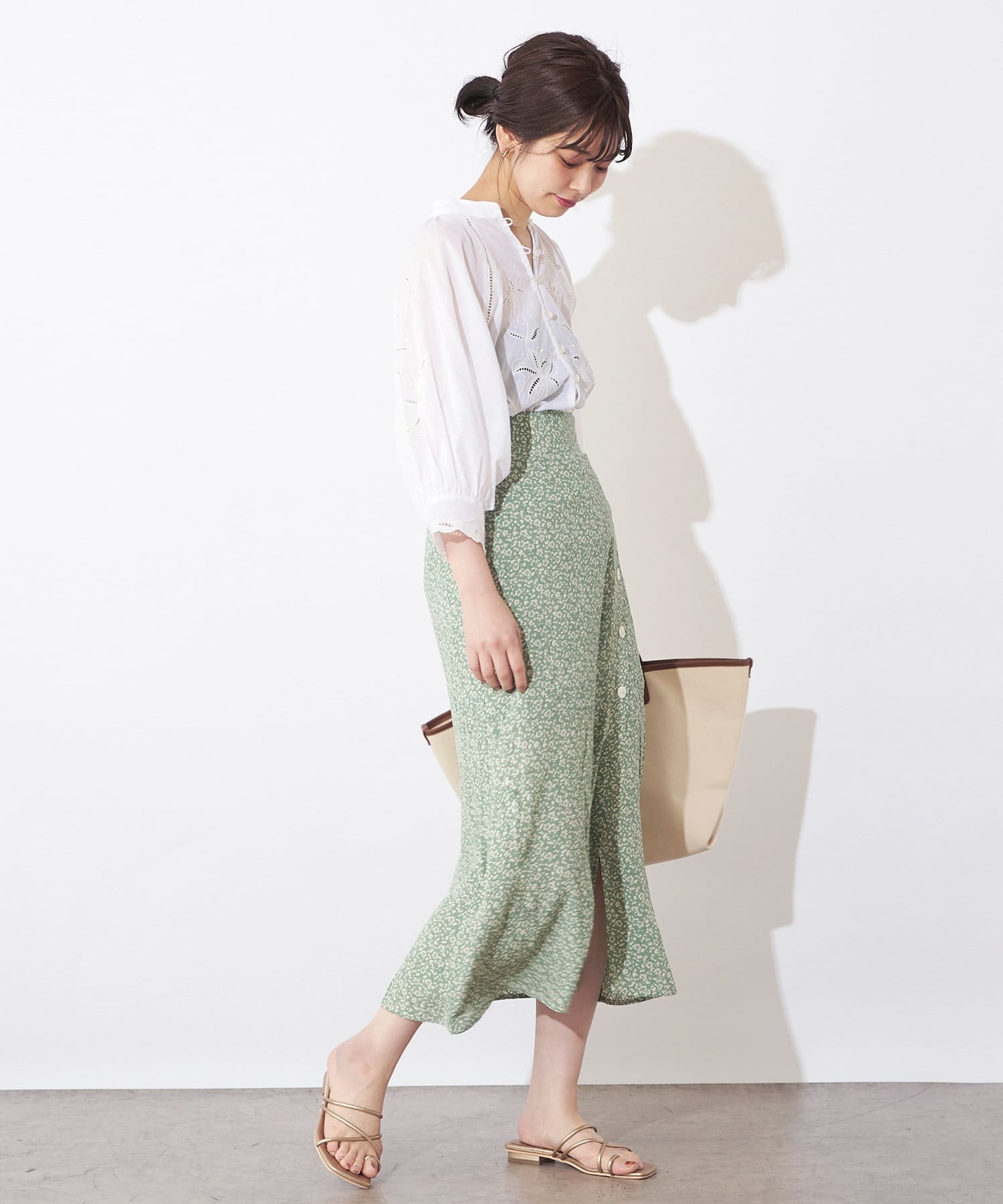 レトロ小花柄スリットスカート | natural couture(ナチュラル