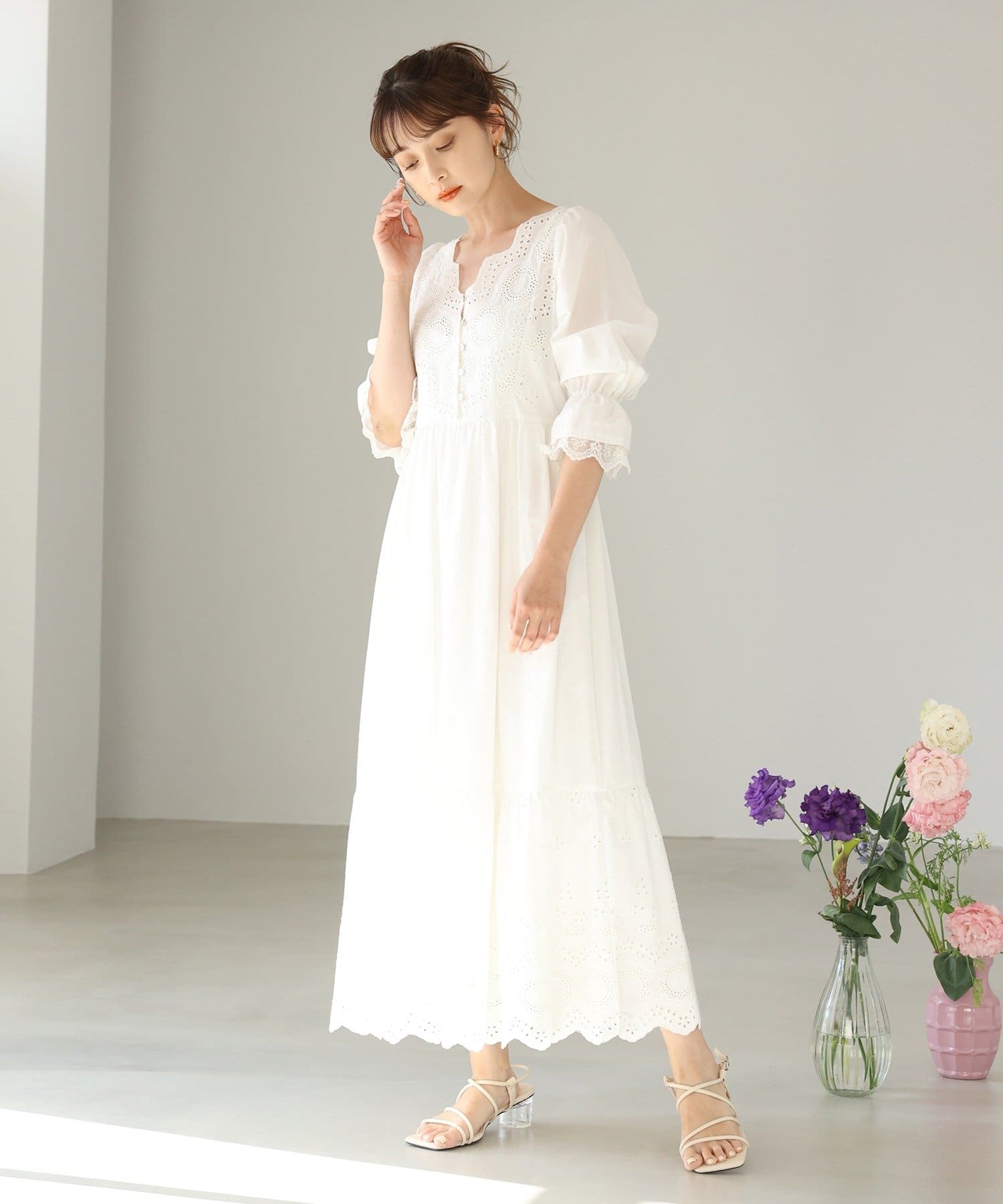 Web限定 カットワークレースワンピース One After Another Nice Claup ワンアフターアナザー ナイスクラップ レディース Pal Closet パルクローゼット パルグループ公式ファッション通販サイト