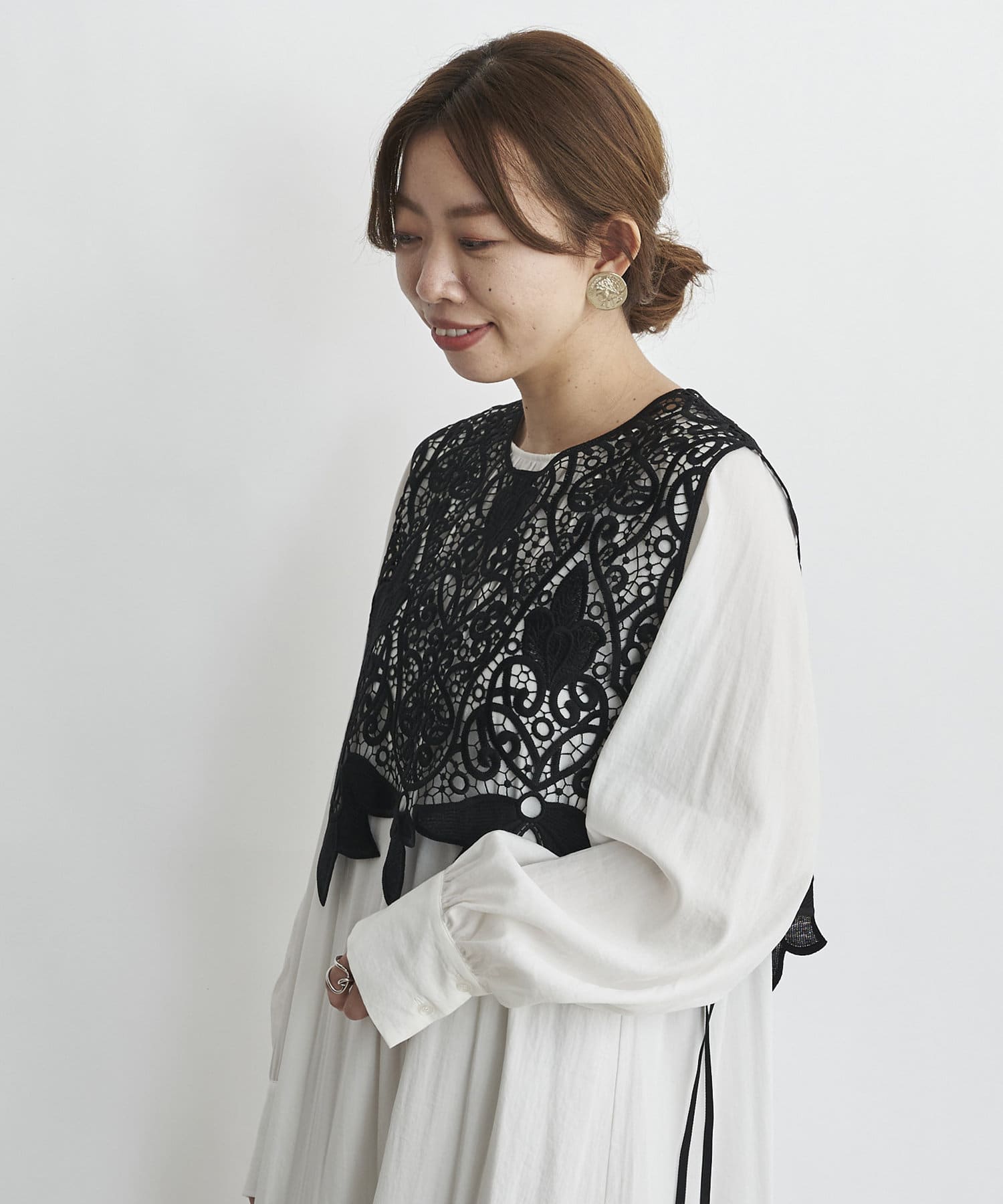 OUTLET(アウトレット) 【DouDou】レースベスト×ワンピース