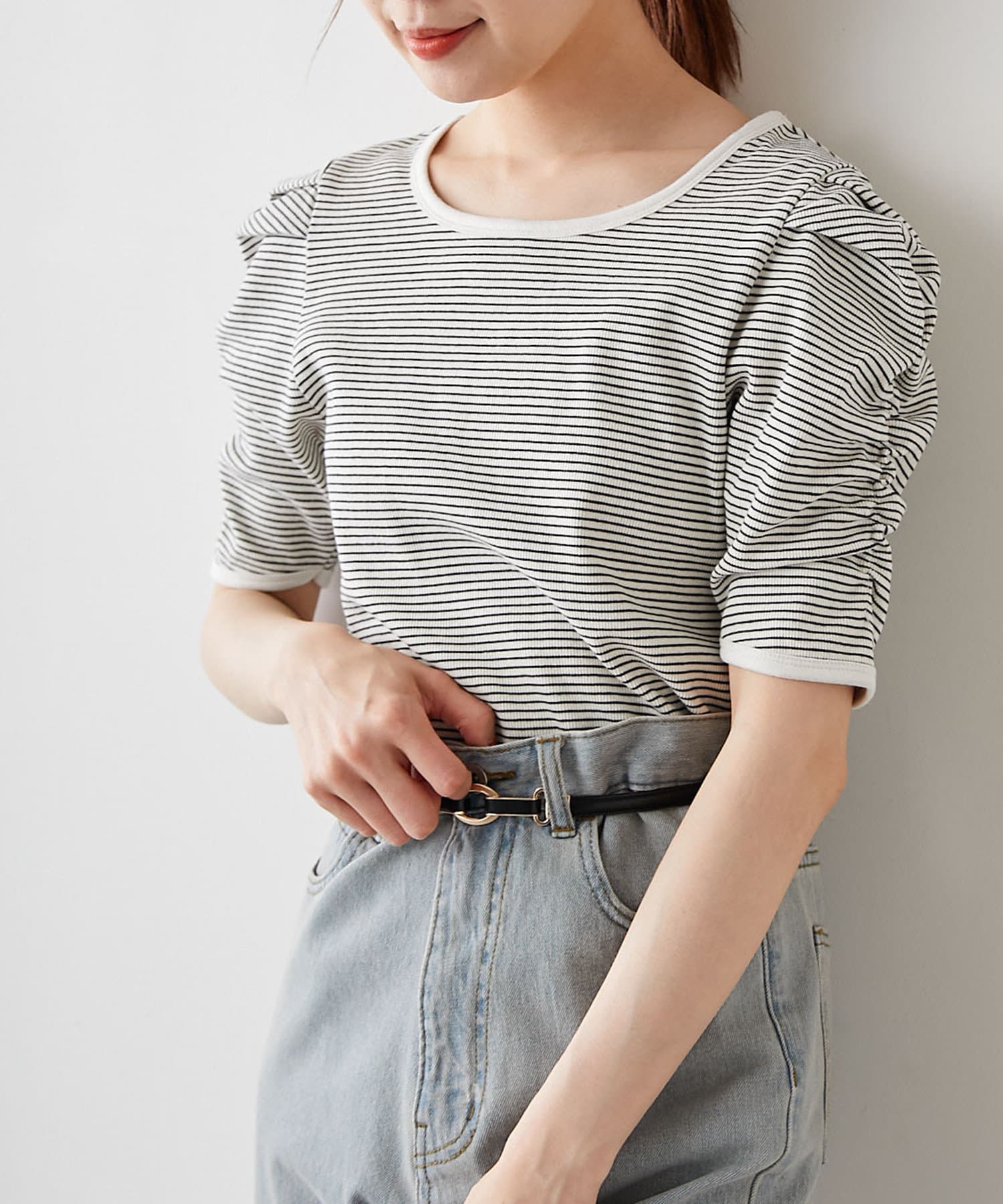 パワショル ボーダートップス Nice Claup Outlet ナイスクラップ アウトレット レディース Pal Closet パルクローゼット パルグループ公式ファッション通販サイト