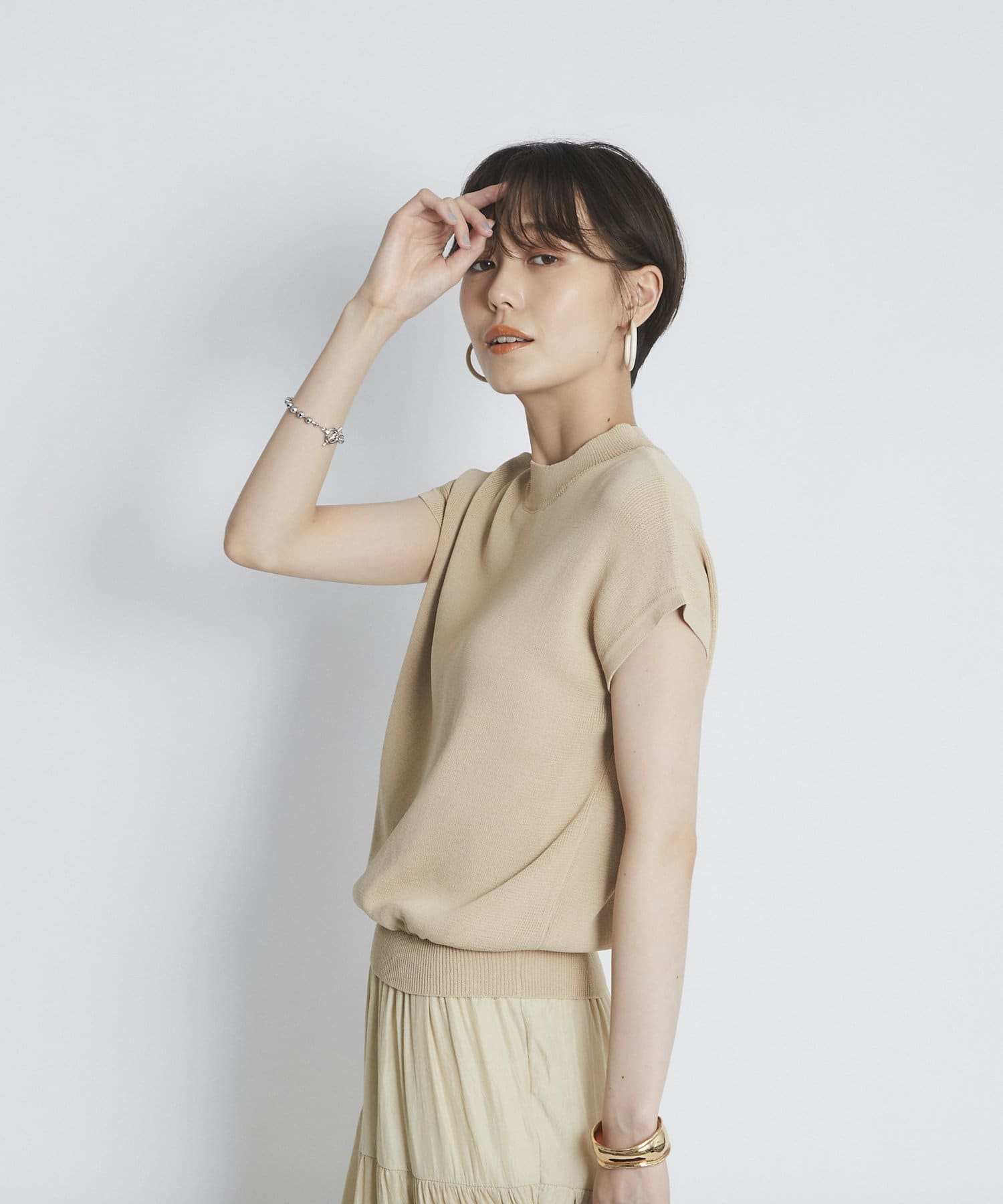 un dix cors(アンディコール) 【1枚でコーディネートが完成】モックネックニットドッキングワンピース