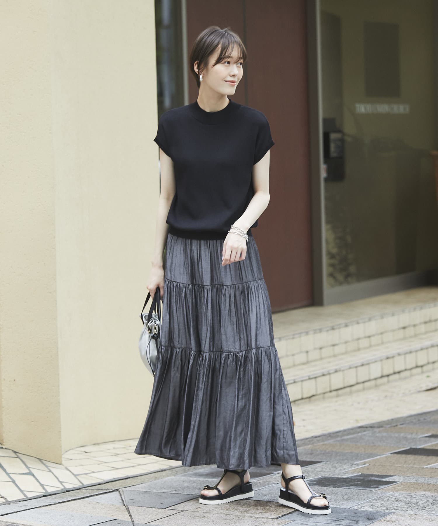 un dix cors(アンディコール) 【1枚でコーディネートが完成】モックネックニットドッキングワンピース